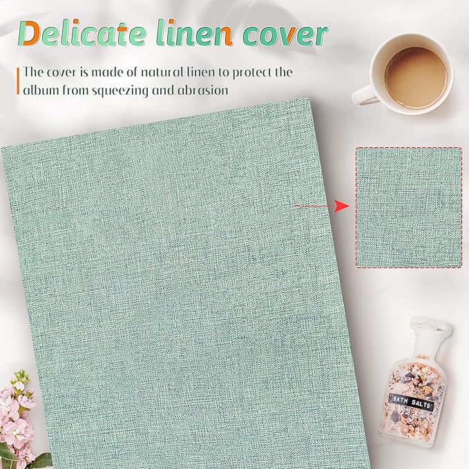Popotop Photo Album 4x6 600 Pockets for Wedding Gifts,Linen Hardcover Picture Albums for Family Anniversary Baby Vacation Pictures
