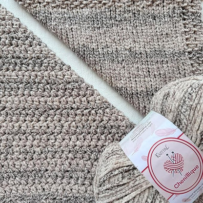 Chenillique Velvet Chenille Yarn for Crocheting, 4-Pack (856Yds / 400G), Free Patterns, Beginners Friendly - Soft Baby Yarn for Knitting Baby Blanket - #4 Medium Worsted Weight - Cozy Grey