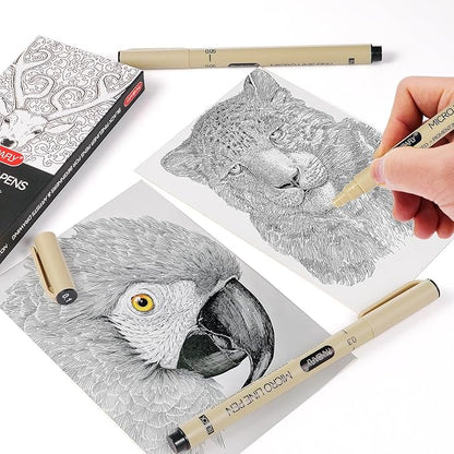 PANDAFLY Black Fineliners Pens, 6 Size Ultra Fine Point Pen, Waterproof Archival Ink, Black Art Pen for Drawing, Micro Pens for Drawing, Sketching, Bible, Watercolor, Artist Illustration, Anime, Manga