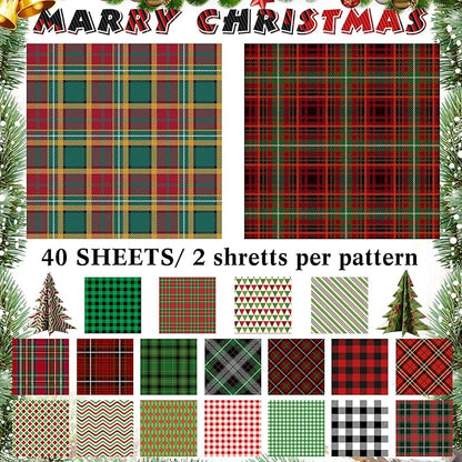 Fainne 40 Sheet Christmas Scrapbook Paper Double Sided Scrapbook Specialty Paper 12 x 12 Inch Xmas Decorative Craft for Card Making Scrapbooking