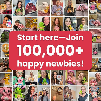 Cookie Box Crochet Kit for Beginners – Gift Set to Make Bear Charlie Amigurumi Plushie – Easy DIY Crochet & Knitting Starter Kit with Video and PDF Tutorials