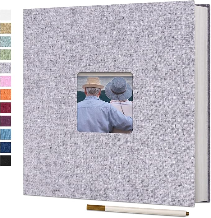 Vienrose Large Photo Album Self Adhesive for 4x6 8x10 10x12 Pictures Magnetic Scrapbook Album DIY 13" X 12.6" 60 Blank Pages with A Metallic Pen