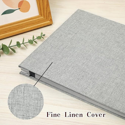 Spbapr Large Photo Album Self Adhesive Linen Cover Magnetic Scrapbook Album DIY Scrap Book 40 Black Sticky Pages for 3x5 4x6 5x7 8x10 Pictures with A Metal Pen