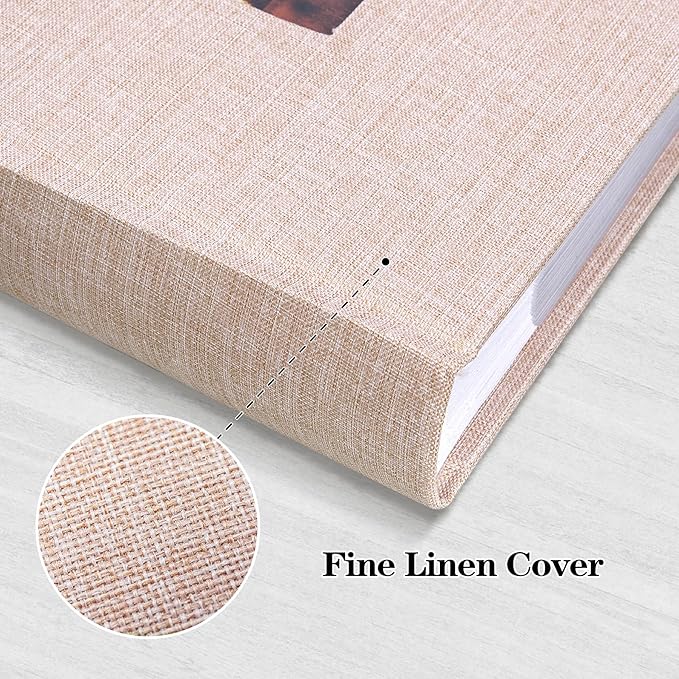 Mublalbum Photo Album 4x6 300 Photos Linen Cover with Memo Areas Photobook Pictures Book for Wedding Family Baby and Vacation (Beige)