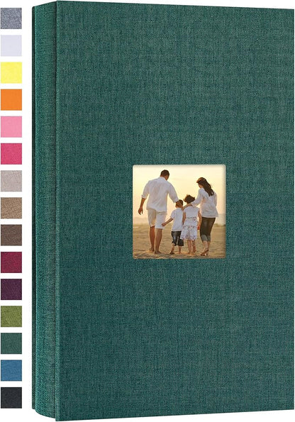 potricher Small Photo Album 4x6 300 Photos Linen Cover Picture Photo Book for Family Wedding Anniversary Baby Vacation (Dark Green,300 Pockets)