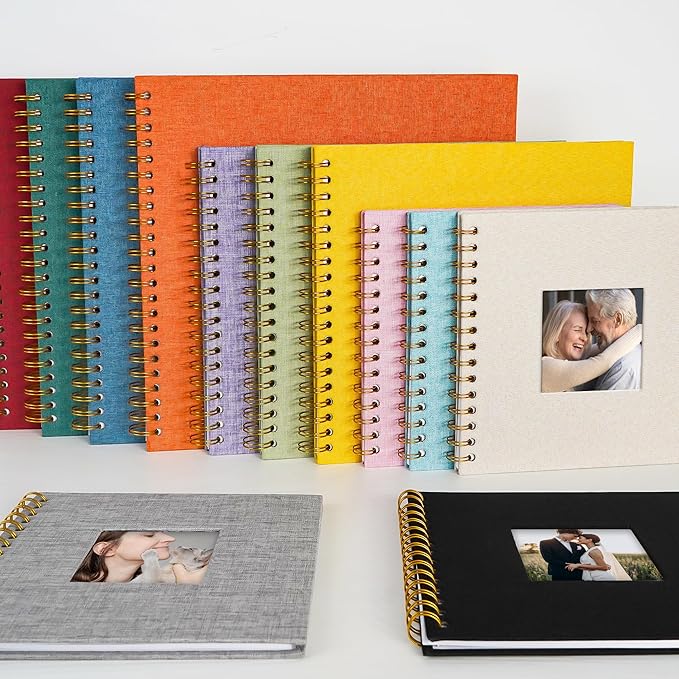 Yopih Linen Covered Scrapbook Photo Album, 12x12 Inches with Hardcover Kraft White Pages - Ideal for Travel, Wedding, Guest Book, Christmas, Baby Shower (40 Sheets/80 Pages)