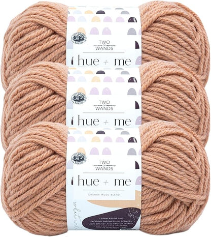 Lion Brand Yarn, Hue + Me Chunky Yarn for Crocheting, Knitting, and Crafts, Bellini, 3 Pack