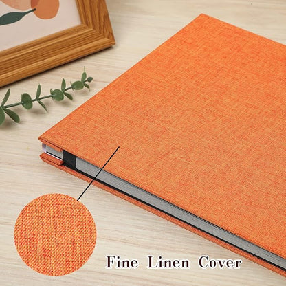 Spbapr Large Photo Album Self Adhesive Linen Cover Magnetic Scrapbook Album DIY Scrap Book 40 Black Sticky Pages for 3x5 4x6 5x7 8x10 Pictures with A Metal Pen