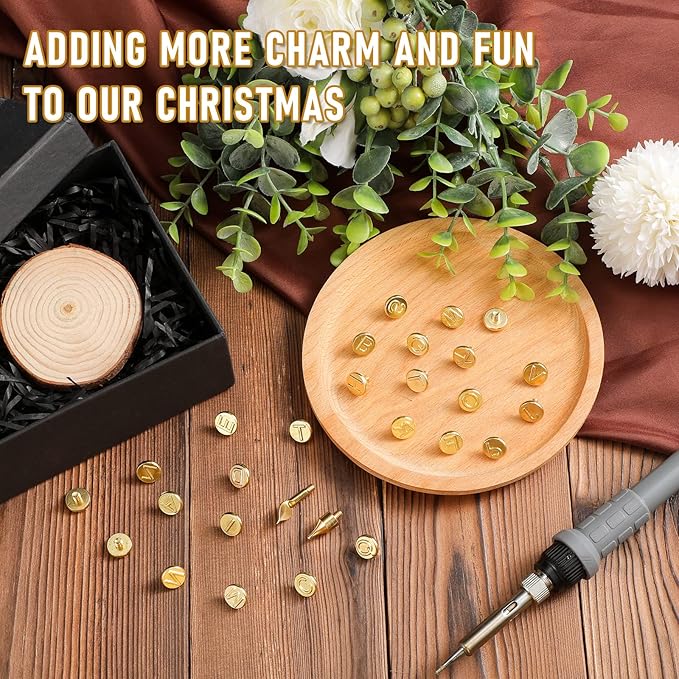 Mixweer 56 Pcs Wood Burning Letters and Numbers Wood Burning Tools with Letter Stamps and Number Tips Symbols for Wooden Burner Craft DIY Embossing Carving