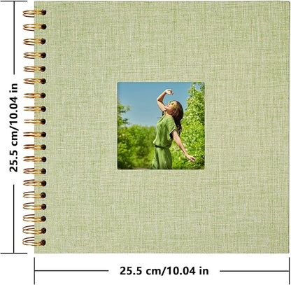 Yopih Linen Covered Scrapbook Photo Album, 10x10 Inches with Hardcover Kraft White Pages - Ideal for Travel, Wedding, Guest Book, Christmas, Baby Shower (20 Sheets/40 Pages)