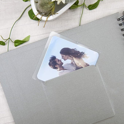 12 x 12 Inch Large DIY Scrapbook Photo Album with Window Design Cover 80 Pages Craft Paper Memory Book for Weeding Anniversary Travel and Baby (Gray)