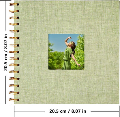 Yopih Linen Covered Scrapbook Photo Album, 8x8 Inches with Hardcover Kraft White Pages - Ideal for Travel, Wedding, Guest Book, Christmas, Baby Shower (20 Sheets/40 Pages)