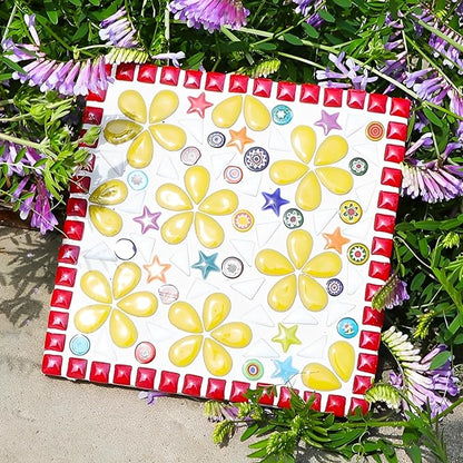 EDFLIFE Ceramic Mosaic Tiles for Crafts, 7oz Assorted Colors Petal Mosaic Tiles Ceramic for Art Supplies, Mosaic Making Kit for DIY Hobbies Children Handmade Home Decoration Art Projects (Drop)
