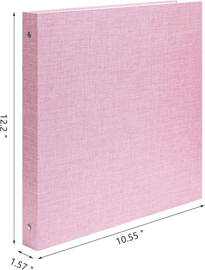 Remowith Large Scrapbook Album with 50 Sheets Plastic Sleeves and Scrap Book Paper 8.5x11 Inch, Linen Cover 3 Ring Photo album Scrapbooks for Wedding Baby Famliy Memory Pink