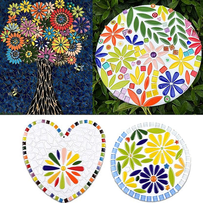 EDFLIFE Glazed Ceramic Tiles for Crafts Bucks, Iridescent Porcelain Mosaic Tiles for Crafts, 1.1LB Leaf Petal Tiles for Mosaic Making Kits Adult DIY Hobbies Children Handmade Home Decoration