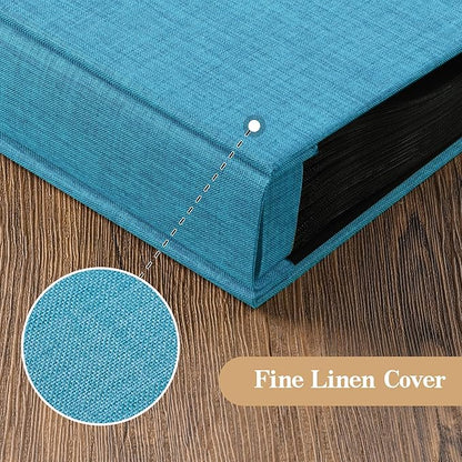 potricher Small 8x10 Photo Album 160 Pockets Linen Cover Large Capacity Picture Book for Family Wedding Anniversary and Baby (Blue)