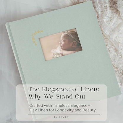 Premium Scrapbook Album with Window and Writing Space – 100 Pages holds 500 Photos of Different Sizes – Wedding, Baby, Travel & Family Memories – 13" x 11.6" - Powder Blue