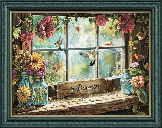 Leczany Cross Stitch Patterns Stamped Kit for Beginners | Embroidery Supplies DIY Craft Kit Needlepoint for Adults Starter | 11CT, 3 Strands | Beautiful Scenery by The Window 20.9x15.8 inches