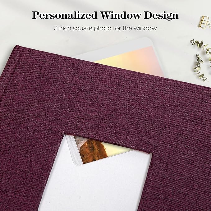 Mublalbum Photo Album 4x6 200 Photos Linen Cover with Memo Areas Photobook Pictures Book for Wedding Family Baby and Vacation (Purple)