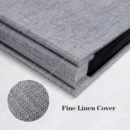 Mublalbum Small Photo Album 4x6 200 Photos Linen Cover Picture Book with Horizontal Pockets for Wedding Family Anniversary and Baby (Gray)