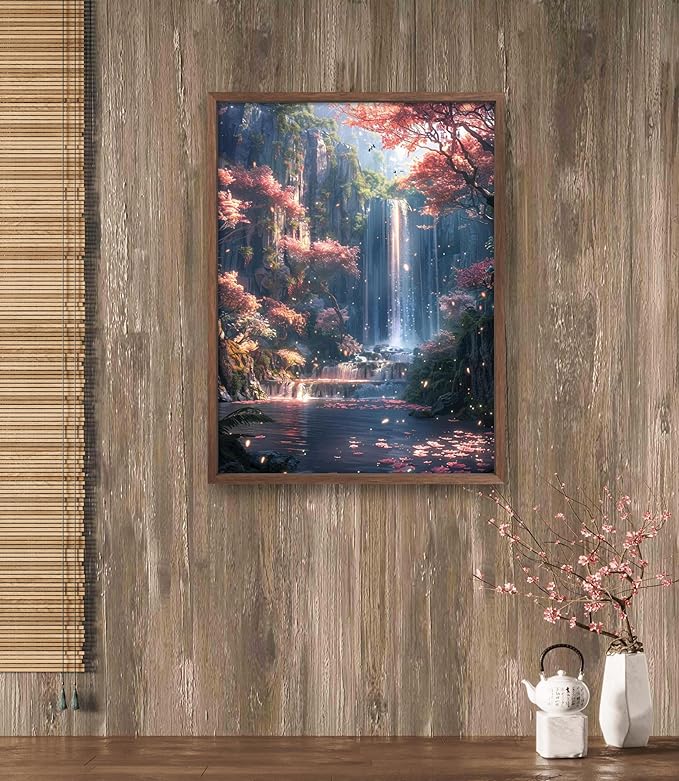 Leczany Cross Stitch Patterns Stamped Kit for Beginners | Embroidery Supplies DIY Craft Kit Needlepoint for Adults Starter | 11CT, 3 Strands | Waterfall Mountain Scenery 15.8x20.9 inches