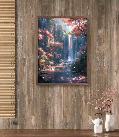 Leczany Cross Stitch Patterns Stamped Kit for Beginners | Embroidery Supplies DIY Craft Kit Needlepoint for Adults Starter | 11CT, 3 Strands | Waterfall Mountain Scenery 15.8x20.9 inches