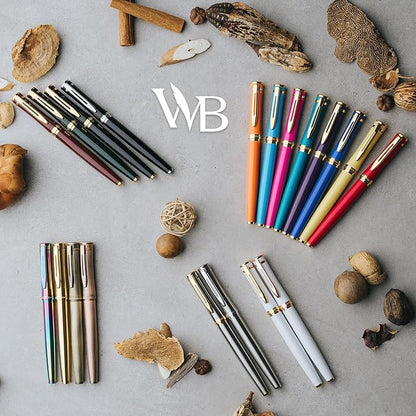 Wordsworth & Black Fountain Pen Set, Bent Nib, Includes 24 Pack Ink Cartridges, Ink Refill Converter & Gift Box, Calligraphy, [Imperial Blue], Perfect for Men & Women
