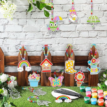 WinnerWhy 30 Sets Spring Suncatchers Window Art Kits, DIY Sun Catchers Bulk Crafts Paint Your Own Window Ornaments for Adult Home Birthday Activity Party Decor