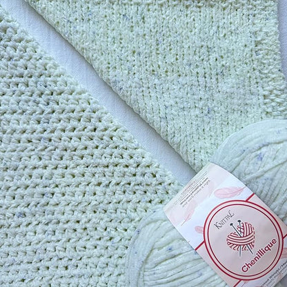 Chenillique Velvet Chenille Yarn for Crocheting, 4-Pack (856Yds / 400G), Free Patterns, Beginners Friendly - Soft Baby Yarn for Knitting Baby Blanket - #4 Medium Worsted Weight - Creamy Delight