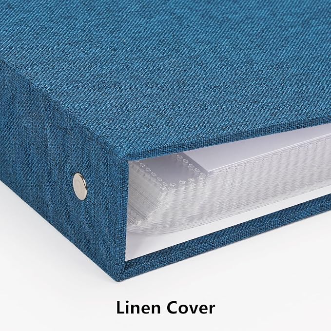 Remowith Large Scrapbook Album with 50 Sheets Plastic Sleeves and Scrap Book Paper 12x12 Inch, Linen Cover 3 Ring Photo album Scrapbooks for Wedding Baby Famliy Memory Blue