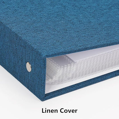 Remowith Large Scrapbook Album with 30 Sheets Plastic Sleeves and Scrap Book Paper 12x12 Inch, Linen Cover 3 Ring Photo album Scrapbooks for Wedding Baby Famliy Memory Blue