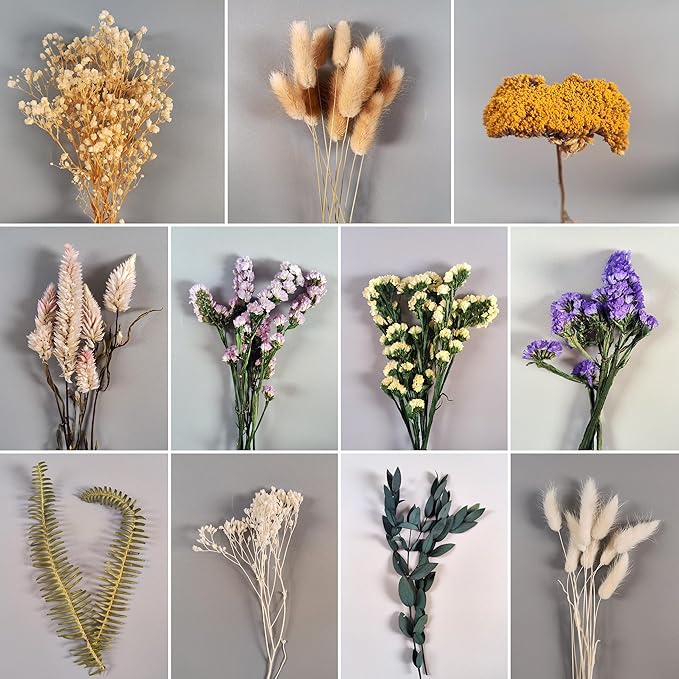 DIY Natural Dried Flowers Kit for Crafts - Box of Dried Flower Kit Perfect for Home Decor, Wedding Decor, DIY Wreath & Bouquet, Resin, Scrapbooking, Floral Arrangement, Handcraft (Multi-Color)