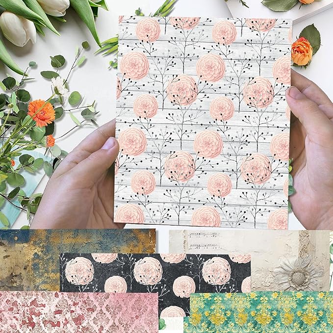 Scrapbook Paper 12x12 inch, 24 Sheets DIY Origami Decorative Craft, Double sided printing, Photo Album Decor Wooden-free Paper for Gift Wrapping Card Making Collage Album Decorative (White)
