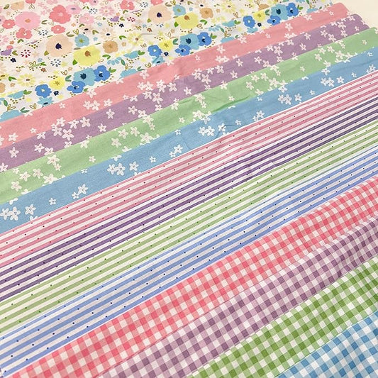 16Pcs 9.8"*9.8"(25cm*25cm) Cotton Fabric DIY Making Supplies Quilting Patchwork Fabric Fat Quarter Bundles DIY for Quilting Cotton Patchwork Cushions (16pcs Mix Flowers, 25 * 25cm)