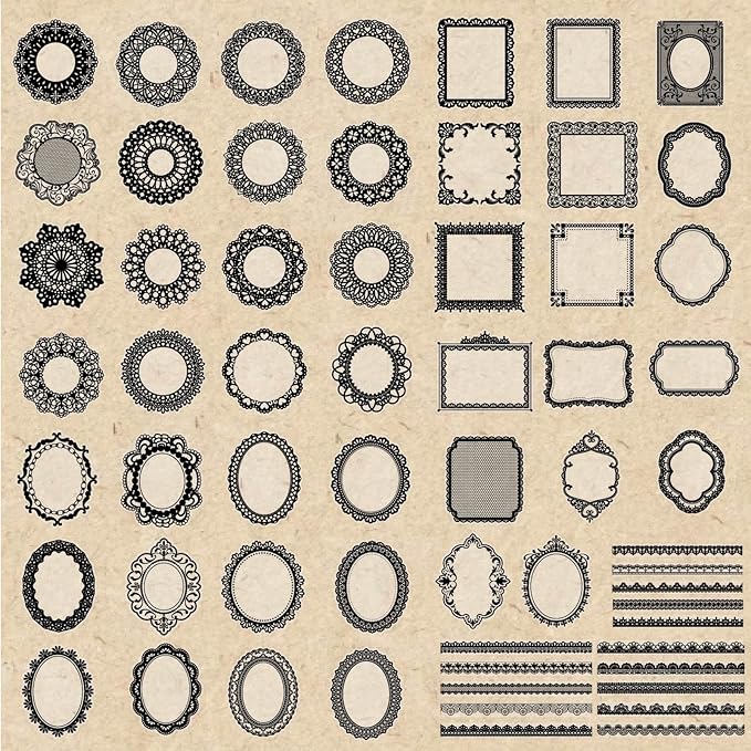 PRSTINCOL 120 PCs Lace Scrapbook Stickers,Waterproof Cutout Transparent Sticker PET Transparent Lace Stickers for Scrapbooking DIY Decoration Making Notebook Frame Album Handmade(Black)