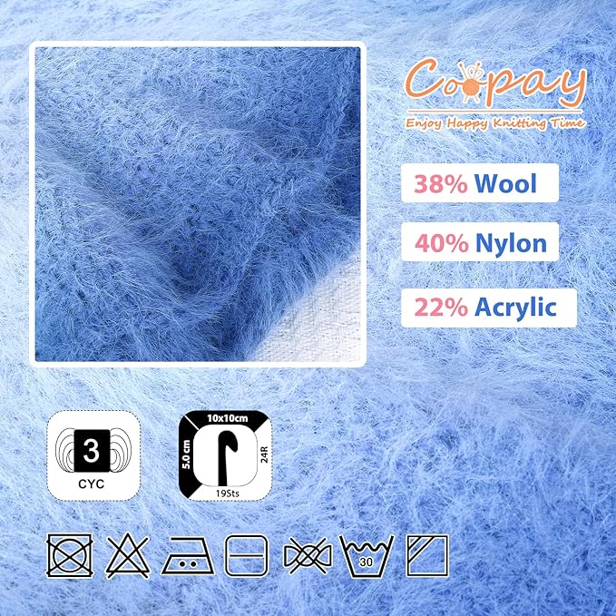 Coopay Ombre Yarn for Crocheting and Knitting - 4 Pack Dual Gradient Yarn Cake with Plush of 100g/3.52oz - 190m/207yds - 38% Wool, 40% Nylon, 22% Acrylic for Sweaters, Hats, Scarves (Empty Mountain)