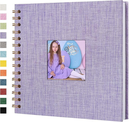 Yopih Linen Covered Scrapbook Photo Album, 8x8 Inches with Hardcover Kraft White Pages - Ideal for Travel, Wedding, Guest Book, Christmas, Baby Shower (20 Sheets/40 Pages)