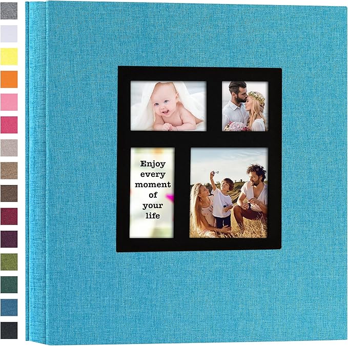 potricher Photo Album 4x6 1000 Photos Linen Cover Large Capacity Picture Albums for Family Wedding Anniversary Baby Vacation (Blue)