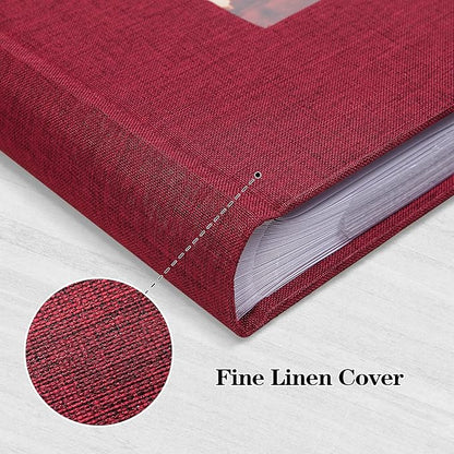 Mublalbum Photo Album 4x6 200 Photos Linen Cover with Memo Areas Photobook Pictures Book for Wedding Family Baby and Vacation (Red)