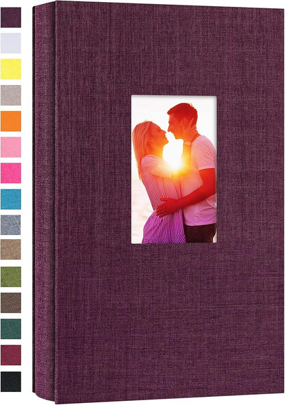 potricher Small Photo Album for 4x6 300 Photos Linen Cover Picture Book for Family Wedding Anniversary and Baby (Purple)