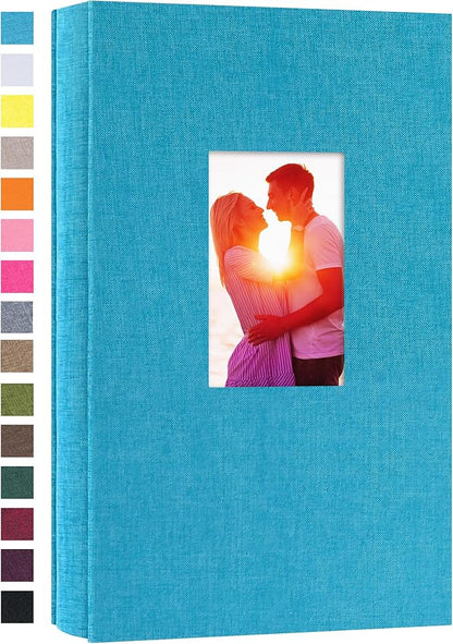 potricher Small Photo Album for 4x6 300 Photos Linen Cover Picture Book for Family Wedding Anniversary and Baby (Blue)