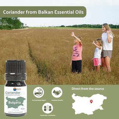 Nature Packaged Coriander Essential Oil - Direct from Bulgarian Balkan Mountains - Steam Distilled - Aceite Cilantro for Aromatherapy, Massage, Diffuser, DIY Candle and Soap Making - 8oz