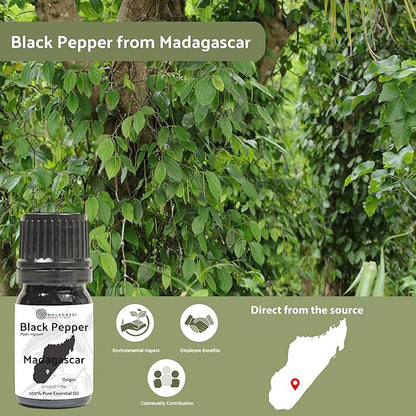 Nature Packaged Black Pepper Essential Oil - Direct from Madagascar Farms - Steam Distilled - Aceite Pimienta Negra for Aromatherapy, Massage, Diffuser, DIY Candle and Soap Making - 2lbs