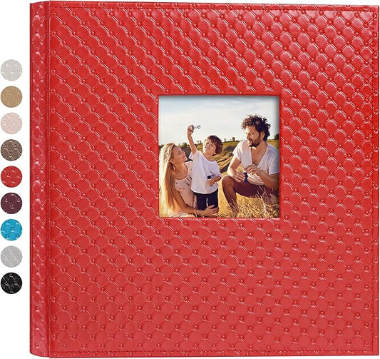 Mublalbum Leather Photo Album 4x6 1000 Photos Large Capacity Picture Book with Horizontal and Vertical Pockets for Baby Wedding Anniversary and Family (Red)