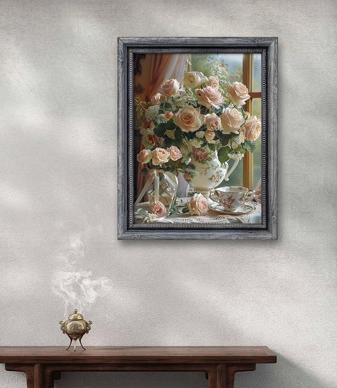 Leczany Cross Stitch Patterns Stamped Kit for Beginners | Embroidery Supplies DIY Craft Kit Needlepoint for Adults Starter | 11CT, 3 Strands | Rose by The Window 15.8x20.9 inches