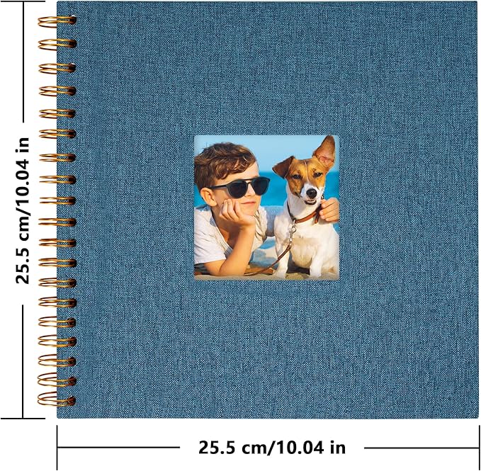 Yopih Linen Covered Scrapbook Photo Album, 10x10 Inches with Hardcover Kraft White Pages - Ideal for Travel, Wedding, Guest Book, Christmas, Baby Shower (20 Sheets/40 Pages)