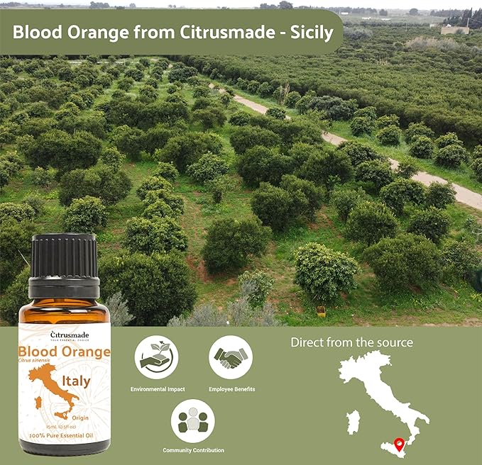 Nature Packaged Blood Orange Essential Oil - Direct from Citrusmade in Sicily - Pure Essential Oil for Diffusers and Aromatherapy - Natural Citrus Scent | 100% Pure Therapeutic Grade (22lbs)