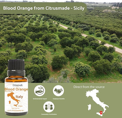 Nature Packaged Blood Orange Essential Oil - Direct from Citrusmade in Sicily - Pure Essential Oil for Diffusers and Aromatherapy - Natural Citrus Scent | 100% Pure Therapeutic Grade (15ml)