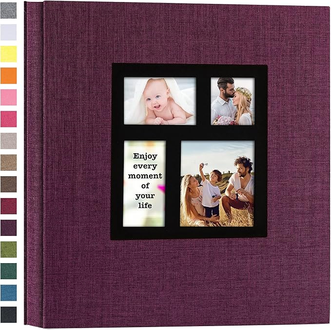 potricher Photo Album 4x6 1000 Photos Linen Cover Large Capacity Picture Albums for Family Wedding Anniversary Baby Vacation (Purple)