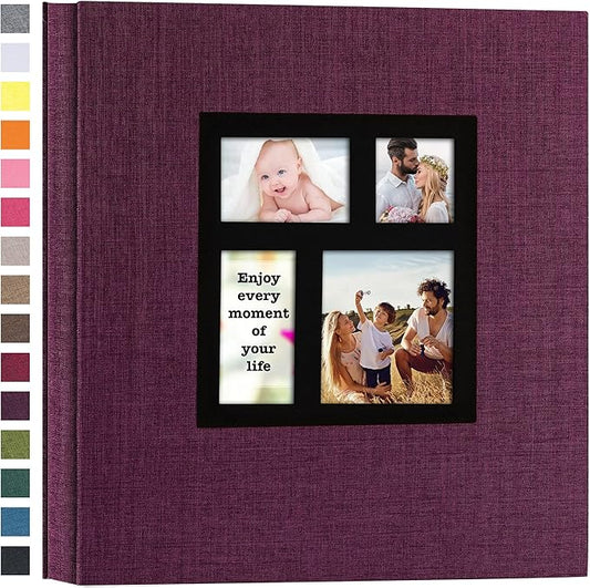 potricher Photo Album 4x6 1000 Photos Linen Cover Large Capacity Picture Albums for Family Wedding Anniversary Baby Vacation (Purple)